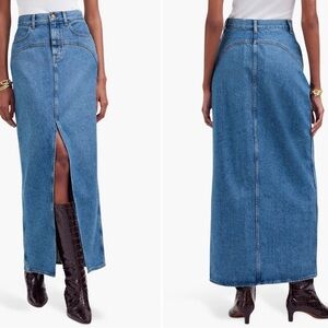 Madewell Blue Jean Maxi Pencil Skirt with Slit